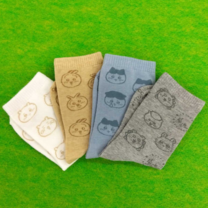 Chiikawa Crew Socks (Sub Characters Face All-Over Pattern) Kids' Size