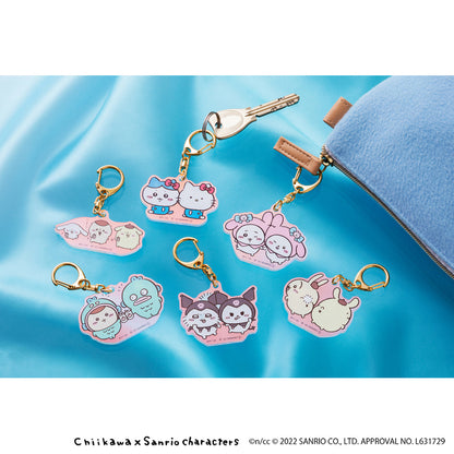 Chiikawa × Sanrio Characters Aurora Acrylic Key ring (Hachiware & Hello Kitty)