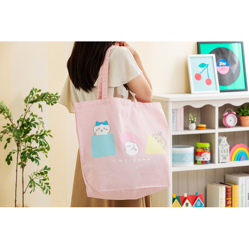 Chikawa Hyokkoku peeking large tote bag (pink)