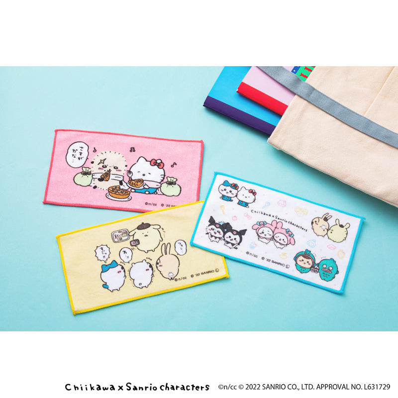 Chikawa x Sanrio Characters 3 pieces set hand towel (Nakayoshi)