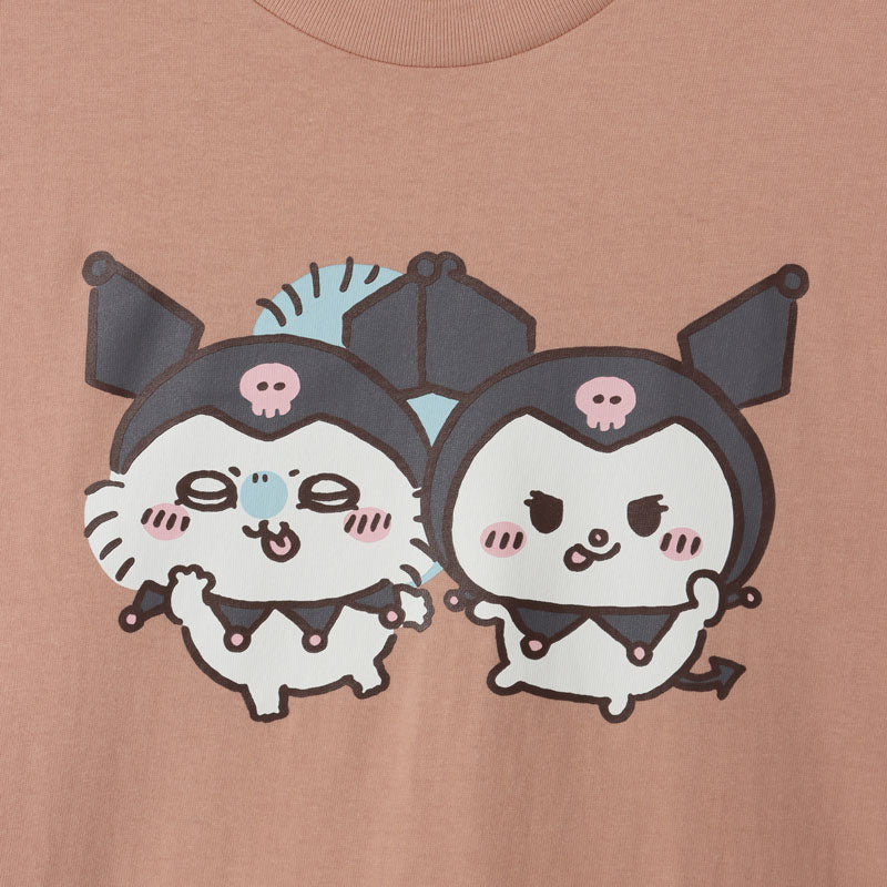 Chikawa x Sanrio Characters Big T -shirt Momonga x Kuromi Dusty Pink