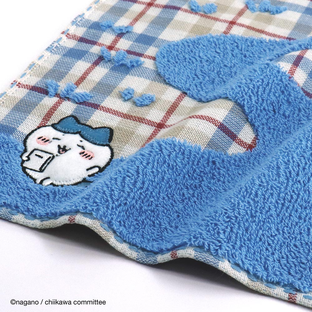 Chiikawa towel handkerchief (check blue)