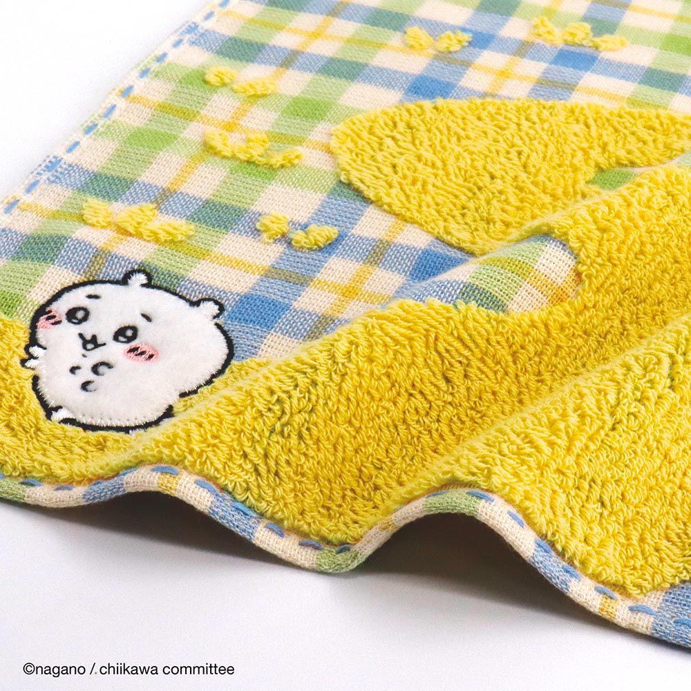 Chiikawa towel handkerchief (check yellow)