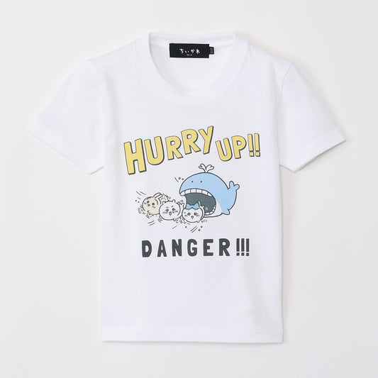 ちいかわ水族館 キッズTシャツ ハリーアップ ホワイト（カメミラー付）