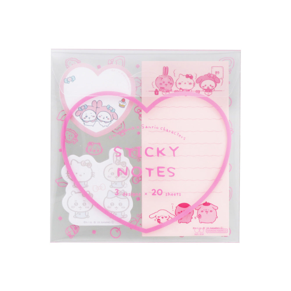 Chiikawa x Sanrio Characters Clear Case Sticky Notes (Pink)