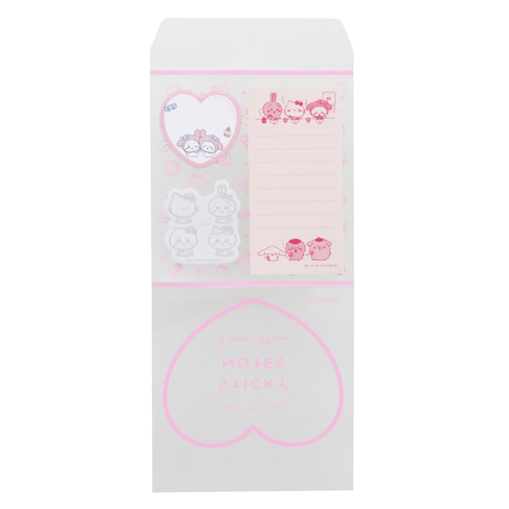 Chikawa x Sanrio Characters Clear Case Sticky note (pink)