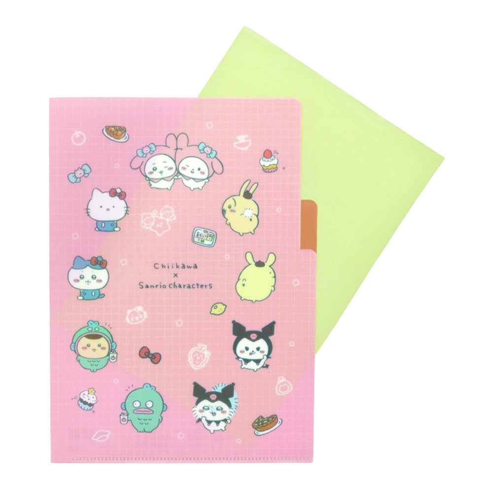 Chikawa x Sanrio Characters Clear File A5 3P (Pink)