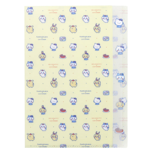 Chiikawa x Sanrio Characters Die-Cut Clear File 5P (Cream)