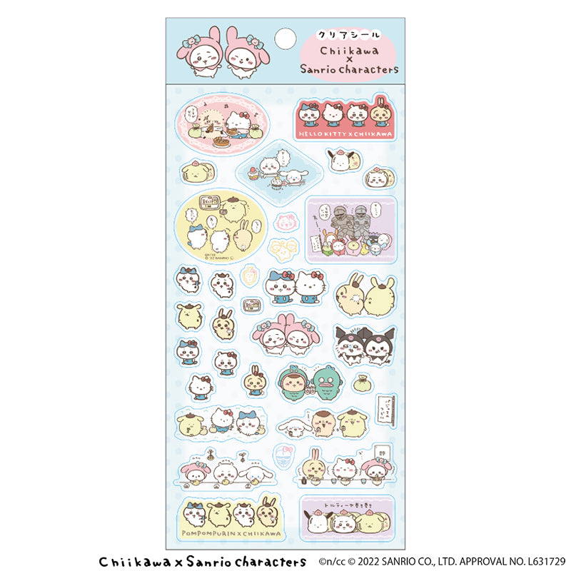 Chiikawa × Sanrio Characters Clear Stickers