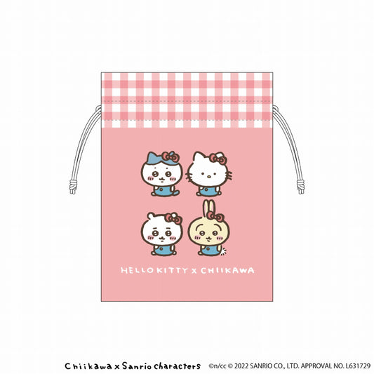 吉伊卡哇×三丽鸥角色 小束口袋（HELLO KITTY×CHIIKAWA）