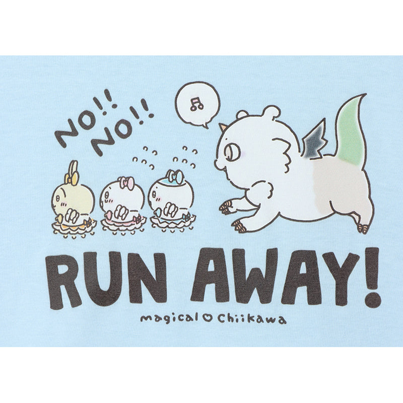 まじかるちいかわ Tシャツ RUN AWAY ライトブルー