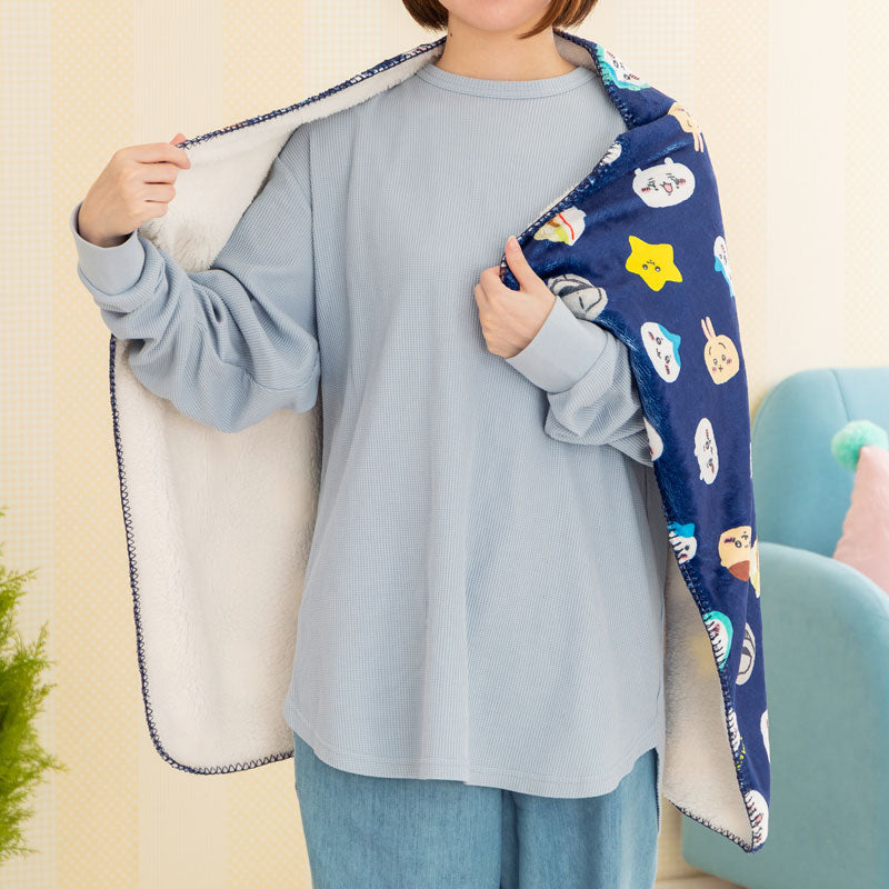 Chiikawa Warm 3-Way Blanket (Navy)